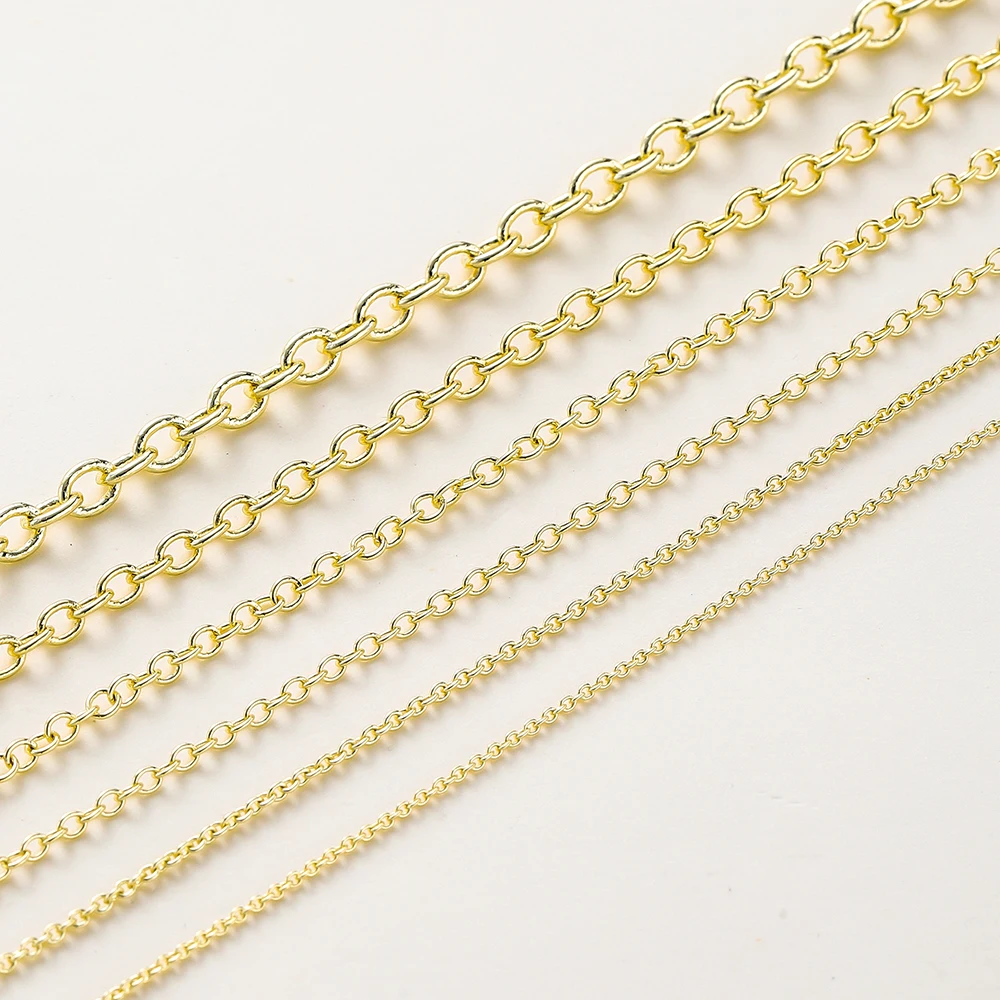 

1Meter/lot 14K 18K Gold Plated Brass Metal Round Link Cable Chains DIY Jewelry Making Chain For Needlework Jewelry Accessories