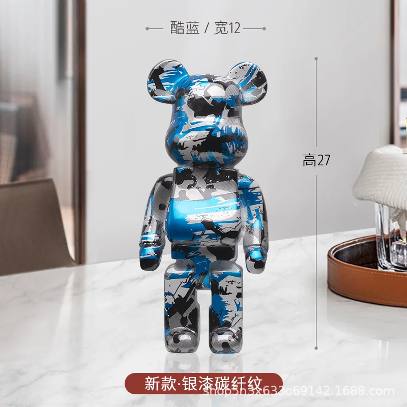 

Aesthetic Bear Figure Creaive Resin Marbling Violent Bear 28cmStatue Sculpture Decor Luxury Livingroom Decoration Home Ornament