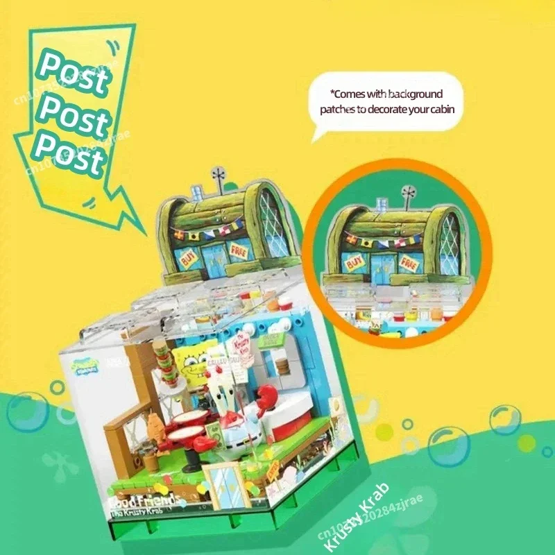 Spongebob Series Box Building Blocks Patrick Star Squidward Tentacles Room Model Educational Assembly Toy Gift