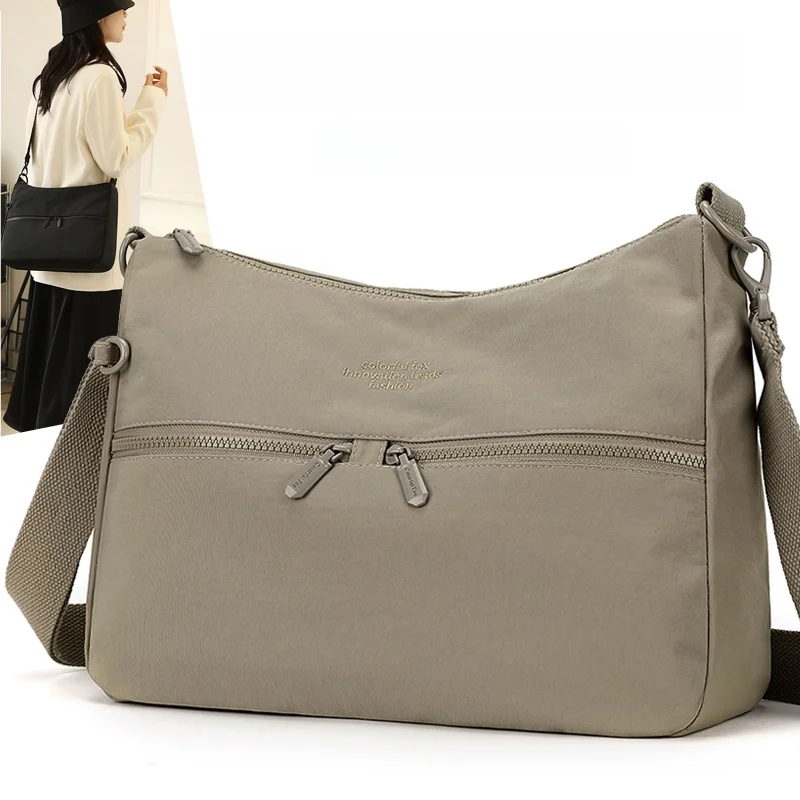 

Women's Outdoor Travel Nylon Crossbody Bag Lightweight Large Capacity Waterproof Single Shoulder Tote Bag Commuter Style Zipp...