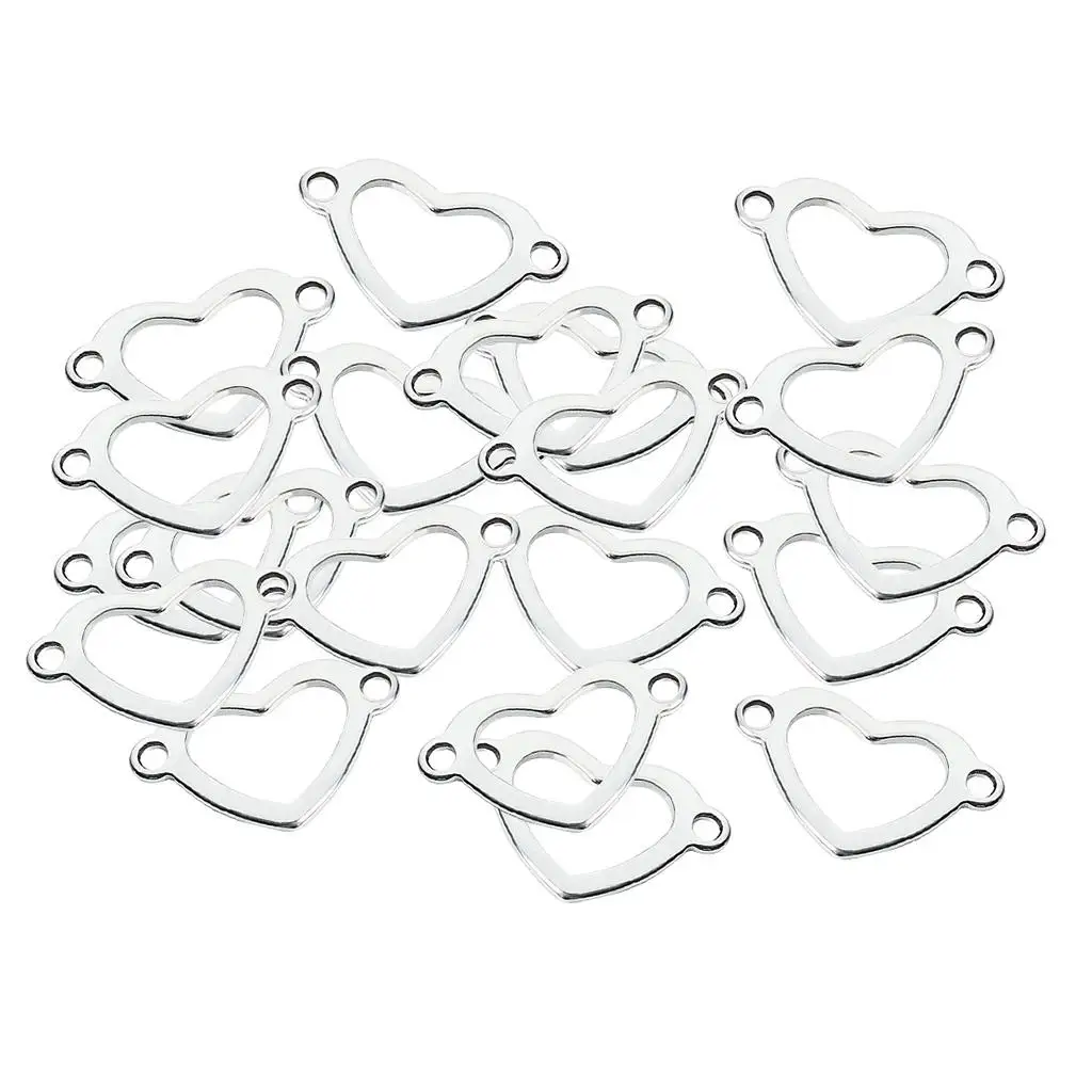 20 Pieces Metal Flat Heart Shaped Blank Coin Stamping Charms Tag Pendants