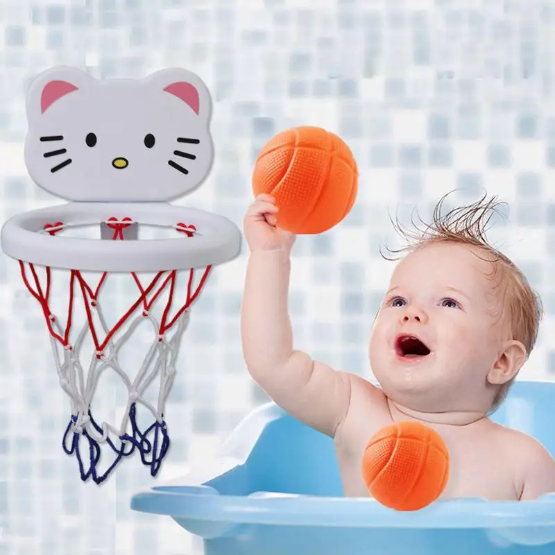 Giocattolo da bagno per basket Giocattolo per canestro da basket per cartoni animati Gioco da bagno interattivo portatile Set da gioco d'acqua per ragazzi e ragazze Casa in età prescolare