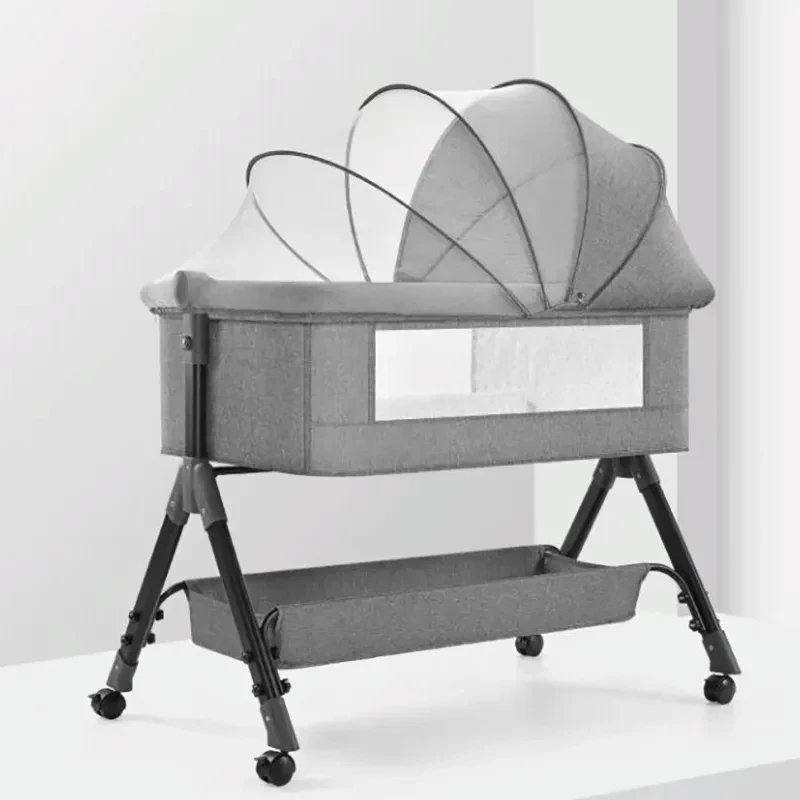 

Portable Folding Height Adjustable New Born Toddlers Bassinet Baby Cradle Bed Portable Travel Crib with Mosquito Net