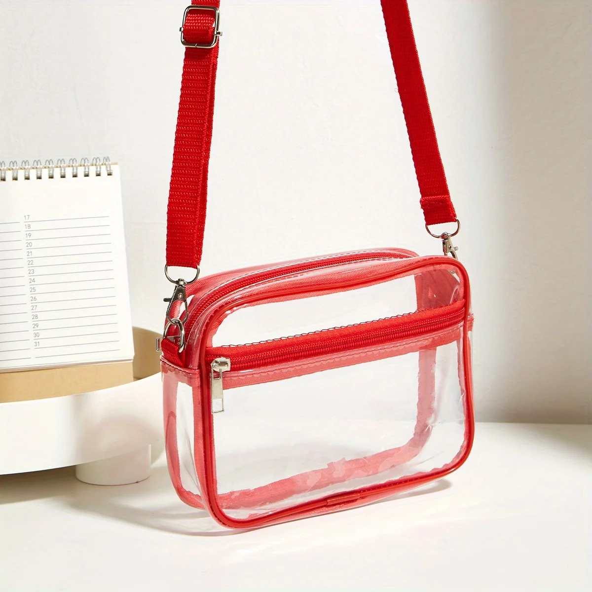 [Chic Style] Schicke transparente Umhängetasche mit verstellbarem Riemen – Elegante PVC-Schultertasche mit Reißverschluss – Detail 4
