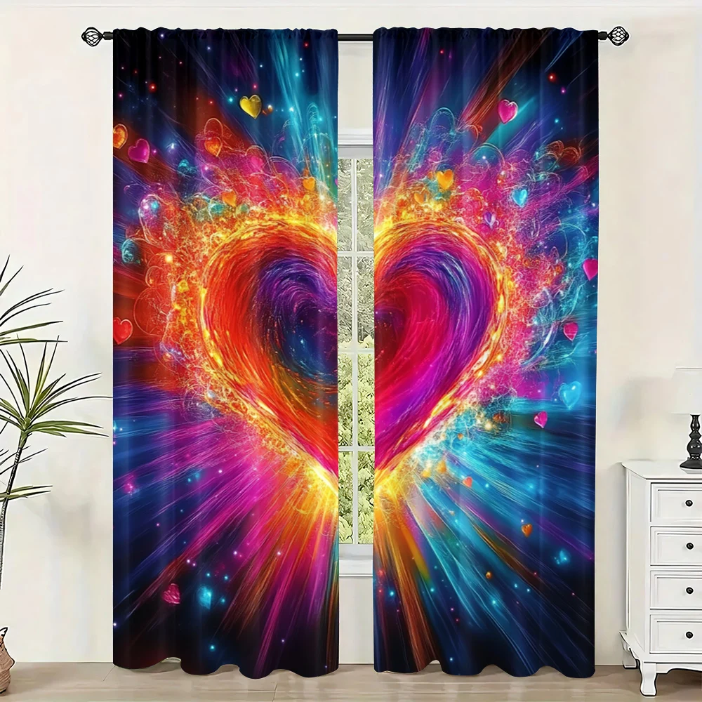 

2pc, Party Curtain Colorful Love 100% Polyester,Without Electricity Holiday Decorations Perfect for Multipurpose Event