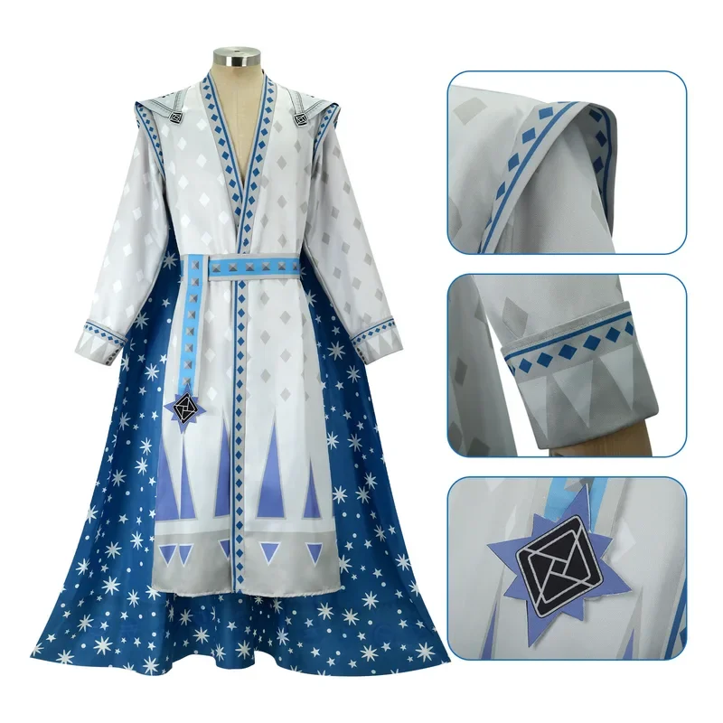 

King Magnifico Asha Cosplay Costume Anime Coat Belt Cloak Set Outfits Adult Men Halloween Carnival Disguise Role Play Suit