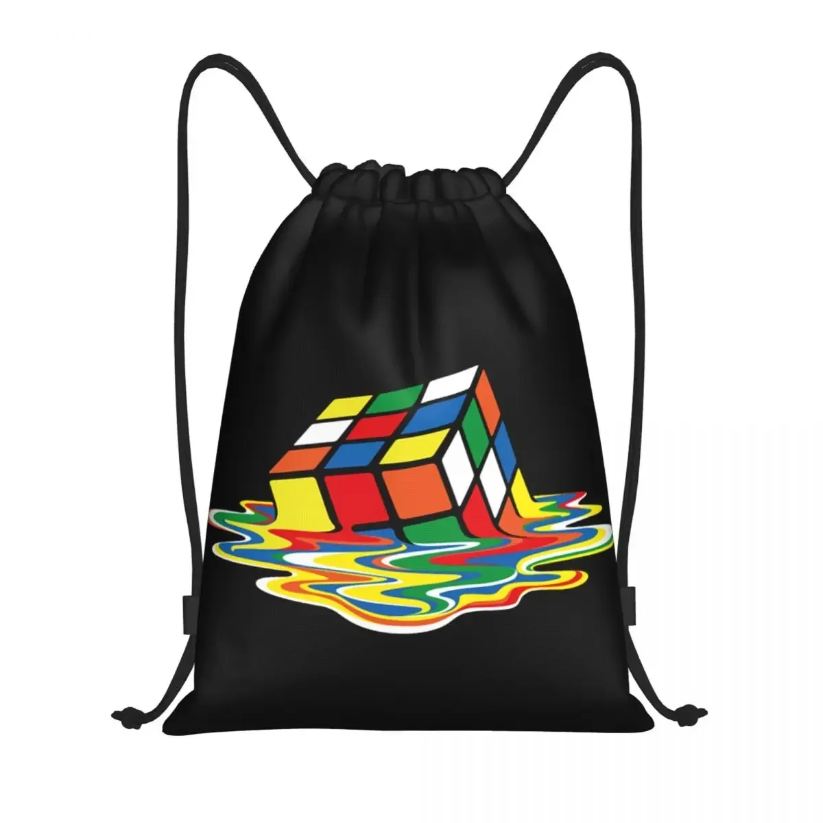 Melted Rubix Rubiks Drawstring Backpack Bags Women Men Lightweight Geometric Magic Gym Sports Sackpack Sacks for Shopping