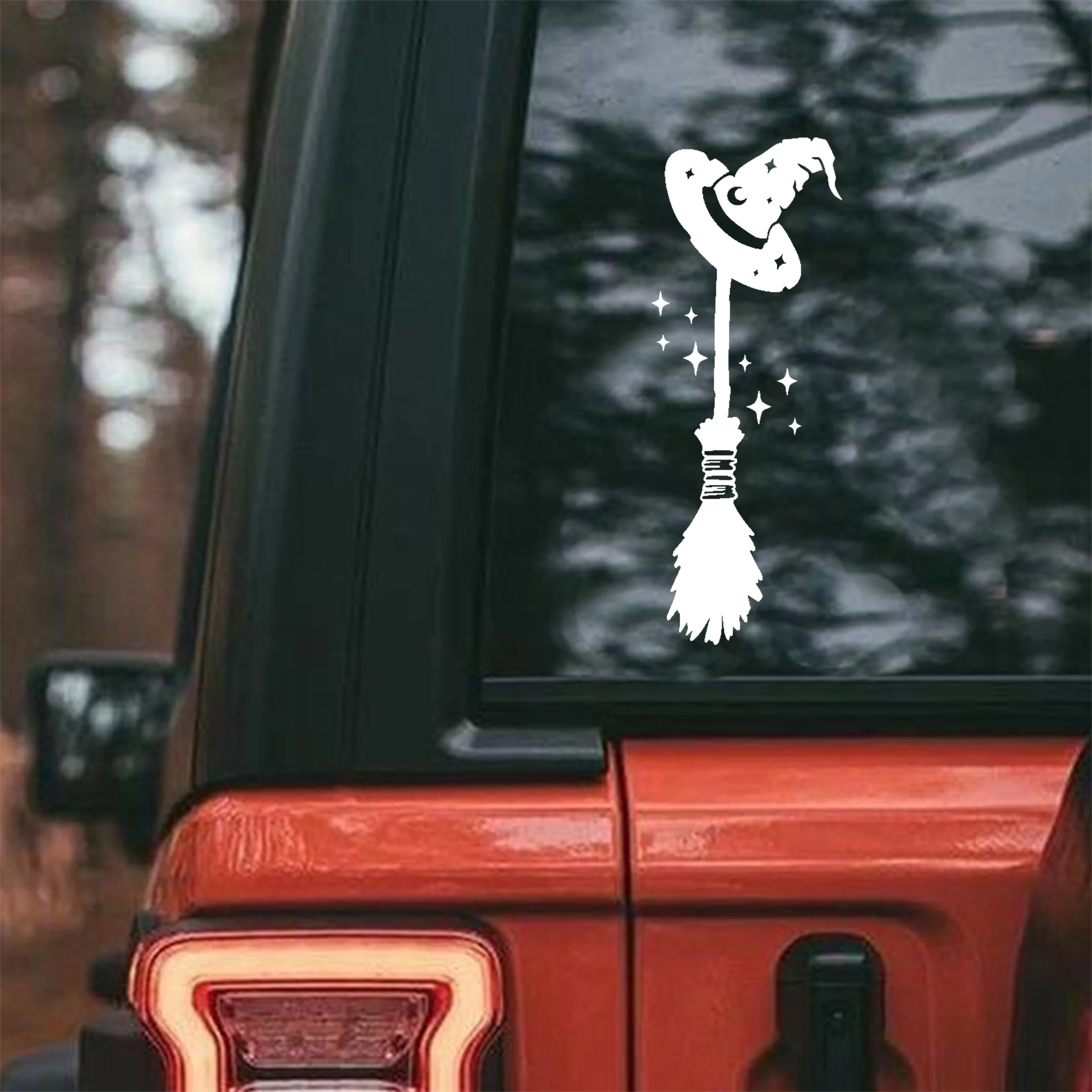 

70138# Witches Broom Car Stickers Funny Waterproof Vinyl Decal Motorcycle Decorative Accessories, Used for Car, Motorcycle