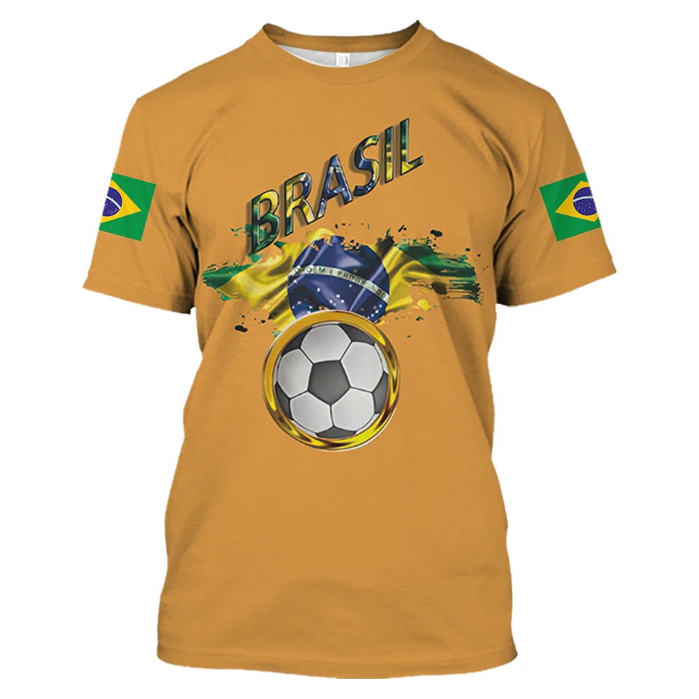 

3D Brazilian Flag Men's T-shirt Outdoor Sports Street O Necek Pullover Streetwear Casual Short Sleeve Top Tee Oversized Clothing
