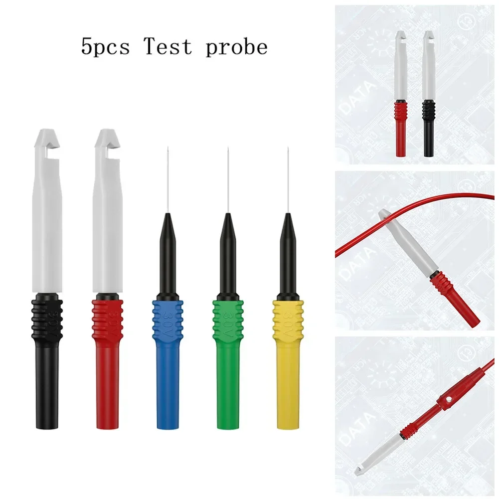 Test Probe Professional Grade 5pcs Multimeter Probe Set Insulated Non Destructive Probes with 4mm Banana Plug Connector