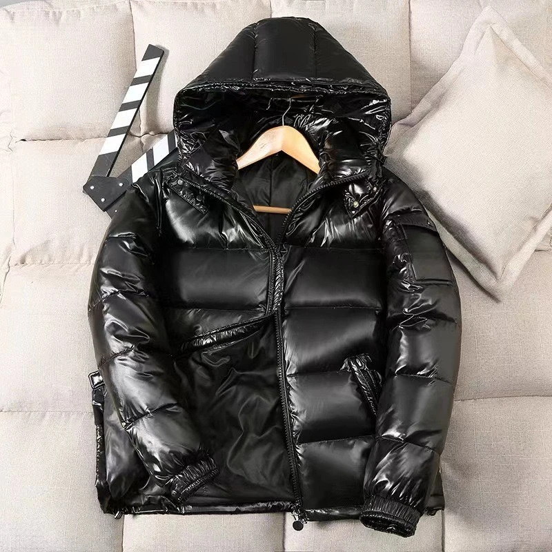 New Fashion Men Shiny Puffer Jackets Man Hooded Casual White Duck Down Coats Quality Male Outdoor Windproof Warm Jackets Size 4X view 2