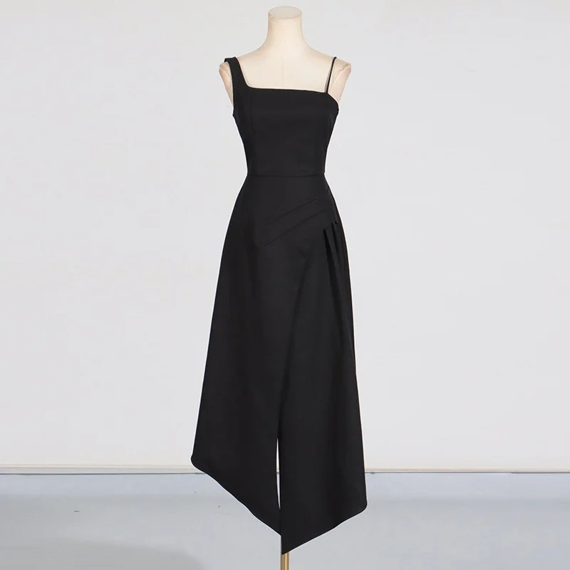 Elegant Detachable Long Dress Summer Clothing Women White Cape Black Sling Dresses Evening Prom Gown Party Club Dress Vestidos