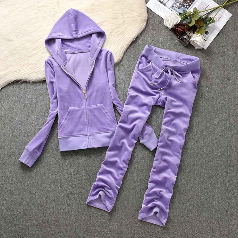 

Casual Velvet Tracksuit Set 2024 Women's Zipper Top and Diagonal Pocket Pants Two Piece Set