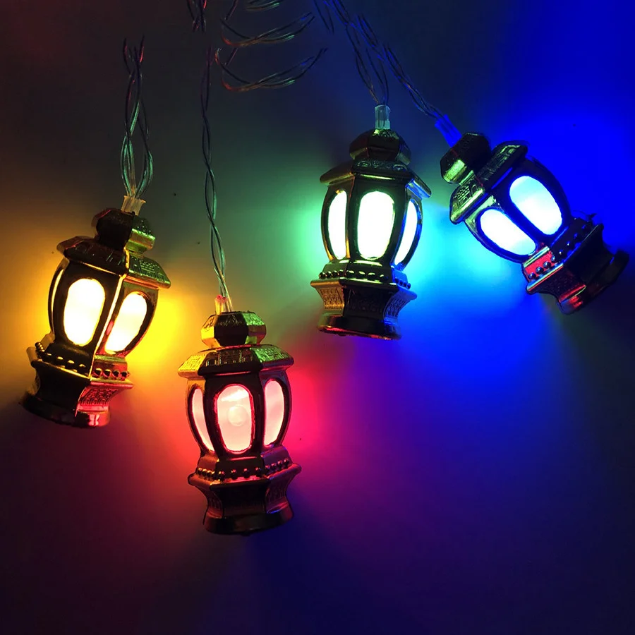 Tirvose 10/20LEDs Golden Lantern Christmas String Lights Battery Powered Home Eid Ramadan Decoration Party Wedding Garland Light