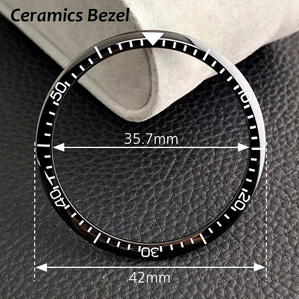 42mm*35.7mm Sloping Ceramics Bezel Black/Green/Blue/Brown Fits Watch Case Replacement Bezel Watch Accessories for Men