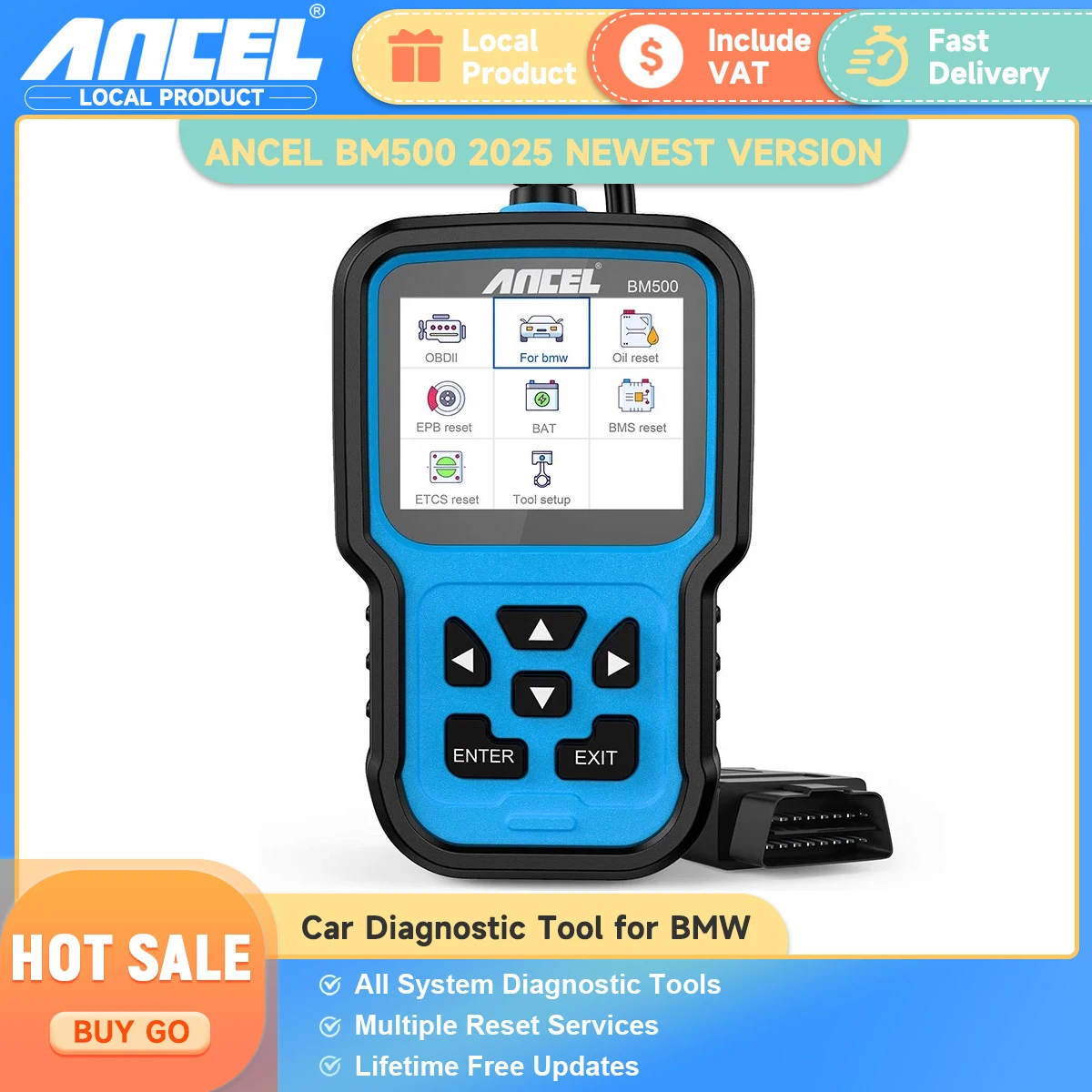 

Ancel BM500 OBD2 Automotive Scanner All System Code Reader Battery Registration CBS ETC EPB Oil Reset OBD 2 Car Diagnostic Tools