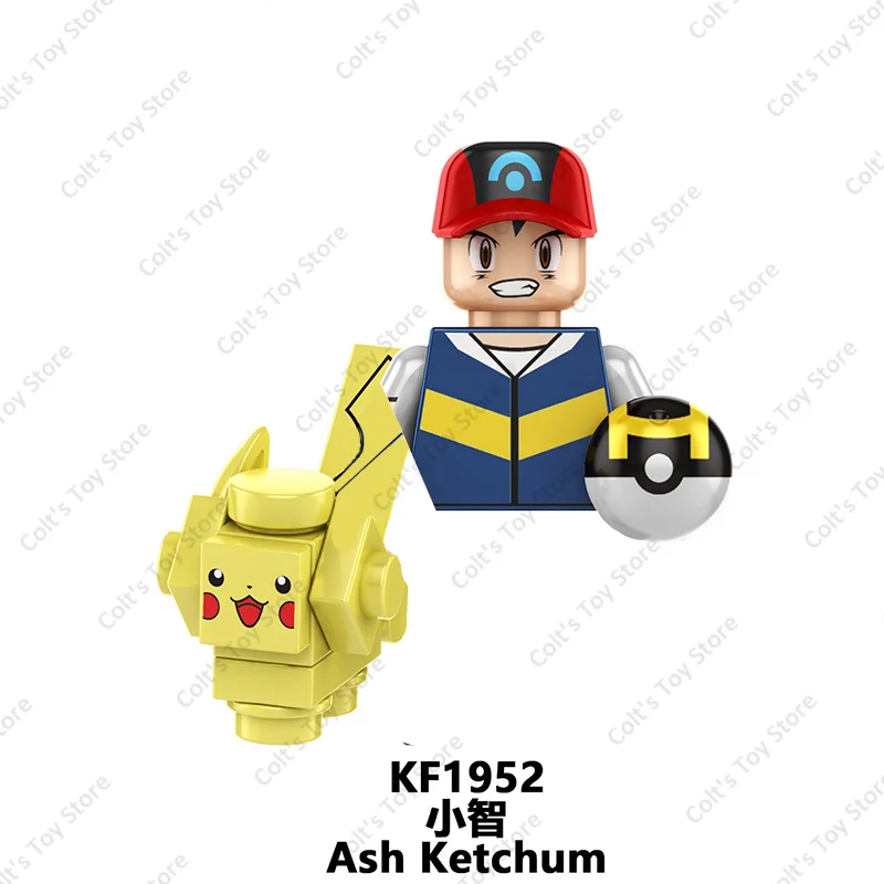 Hot Anime Pokémon Mini Action Figures Pikachu Ash Ketchum Cartoon Dolls Classic Building Blocks Assembly Model Toys Kids Gift