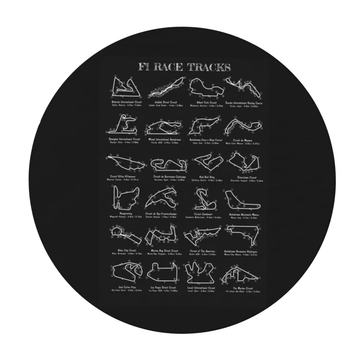 F-1 Race Tracks Vertical Waterproof Round Tablecloth Oilproof Table Cloth for Kitchen Events Dining Table Cover
