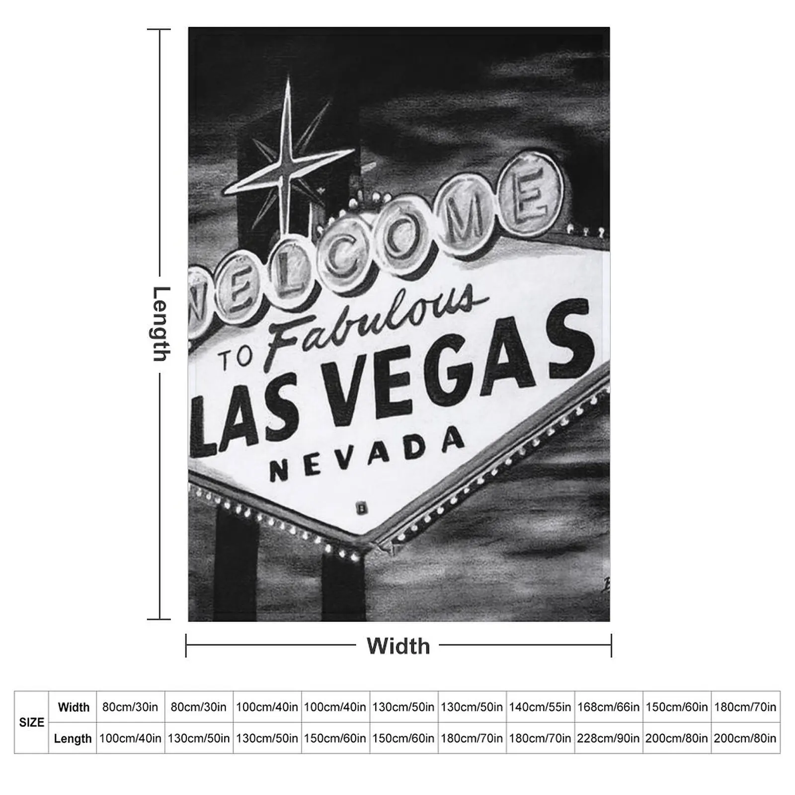 Welcome to Las Vegas, Las Vegas Sign, Fabulous Neon Black and White Vegas Sign Throw Blanket