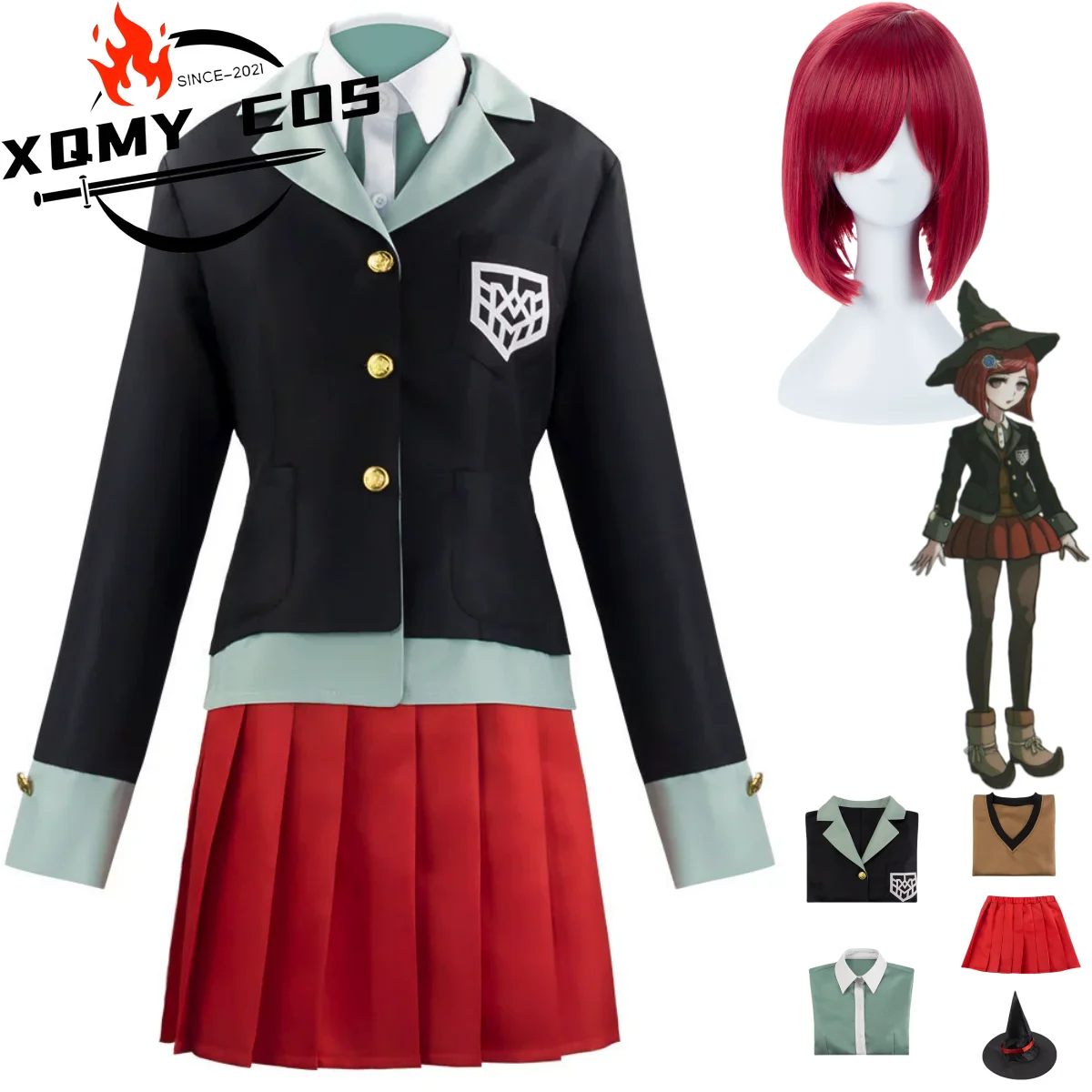 

XqGame Yumeno Himiko Косплей Костюм Аниме Волшебник Черная Школьная Форма Пальто Юбка Шляпа Женщина Милый Рождественский Костюм Хэллоуина