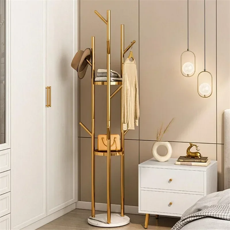 Modern Gold Standing Organizer Coat Racks Independent Metal Clothes Hangers Living Room Floor Nordic Percheros Home Furniture