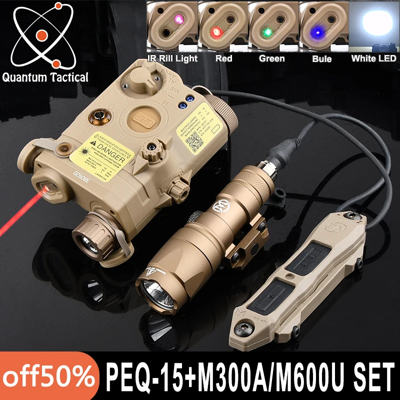 

Tactical PEQ15 IR Fill Light Set 600Lumens M600U Flashlight M300A Scout Lights Wadsn PEQ-15 Red Green Blue Laser Dual Switch