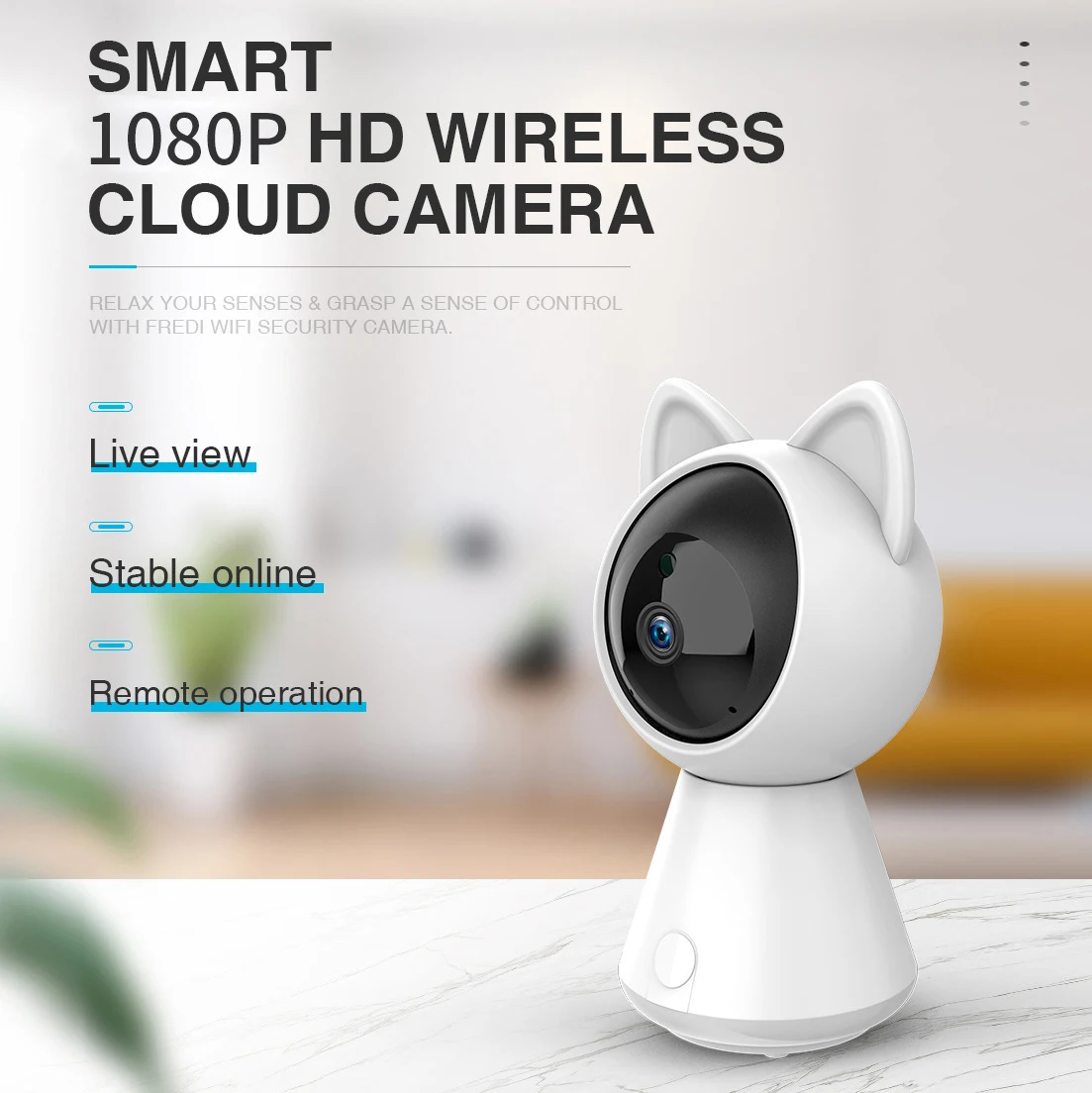 Indoor HD 1080P Cat Wireless Camera, Home Security Surveillance Camera, Remote Voice Intercom, Baby and Elderly