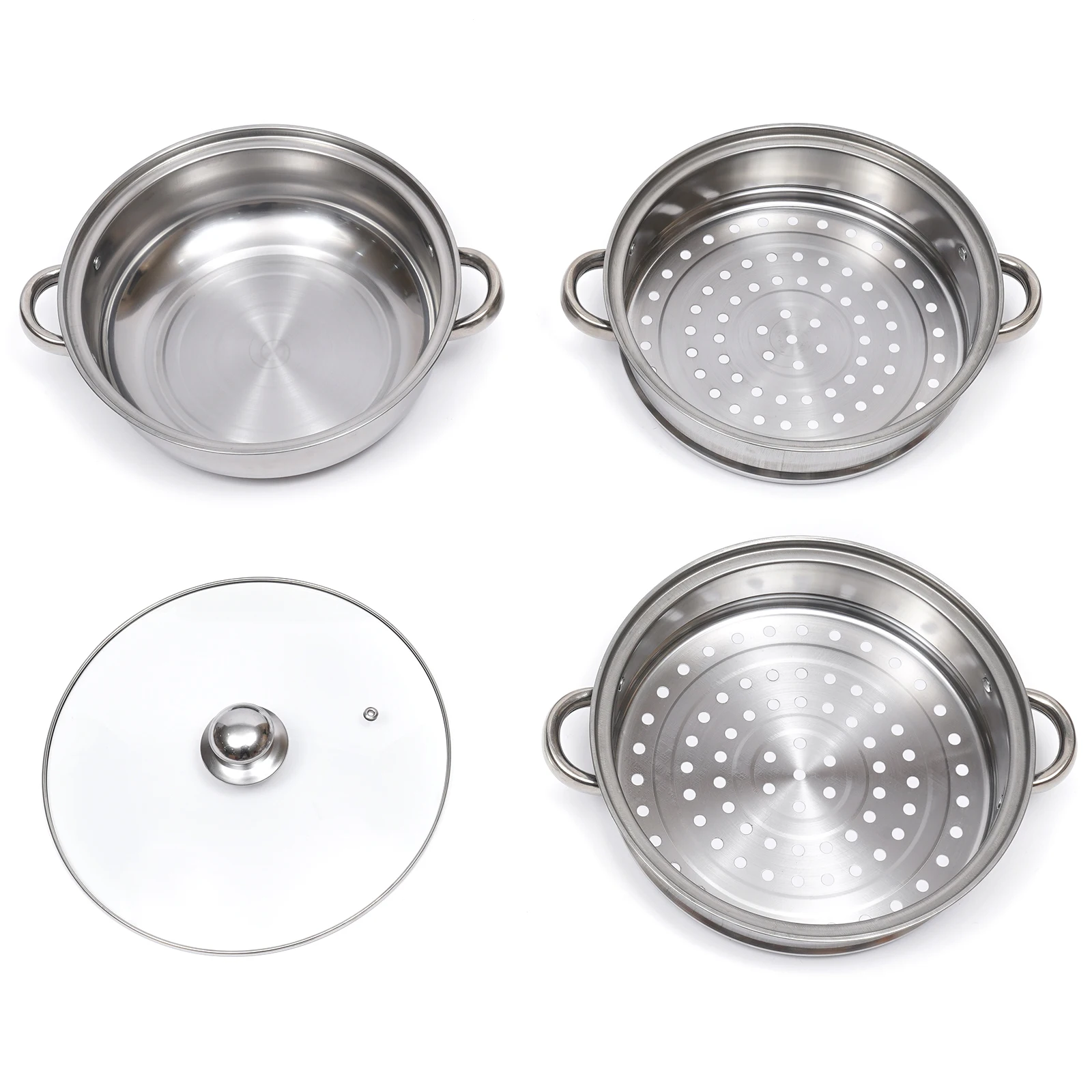 Three-layer Steamer stainless steel steamer 3-Tier Food Steam Pots with Lid for Cooking Vegetables Seafood Soups Stews and Pasta