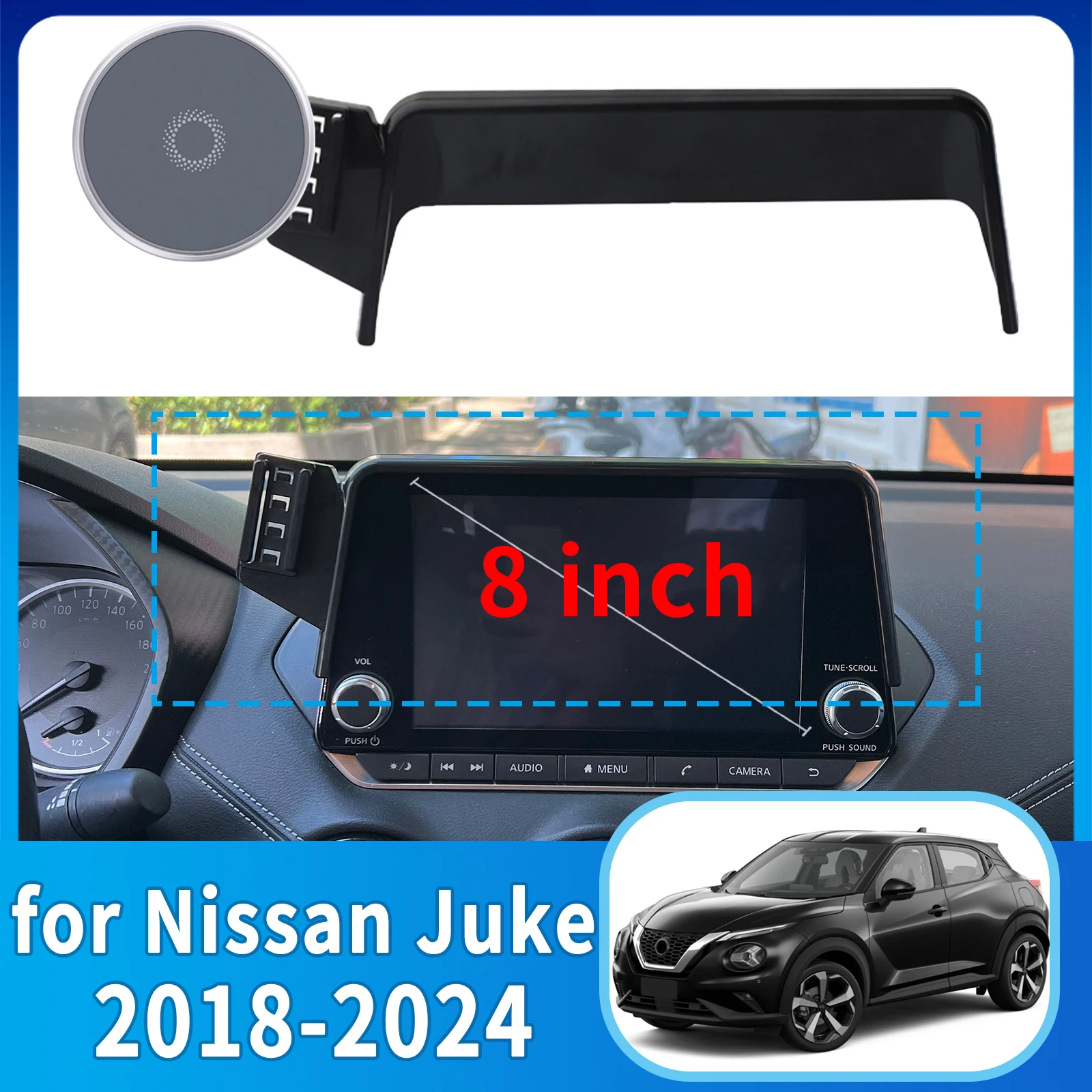 

fit for Nissan Juke F16 2018 2019-2024 8inch Custom Fit Phone Holder Mount Dashboard Screen Base No Drill Car​​ accessoires