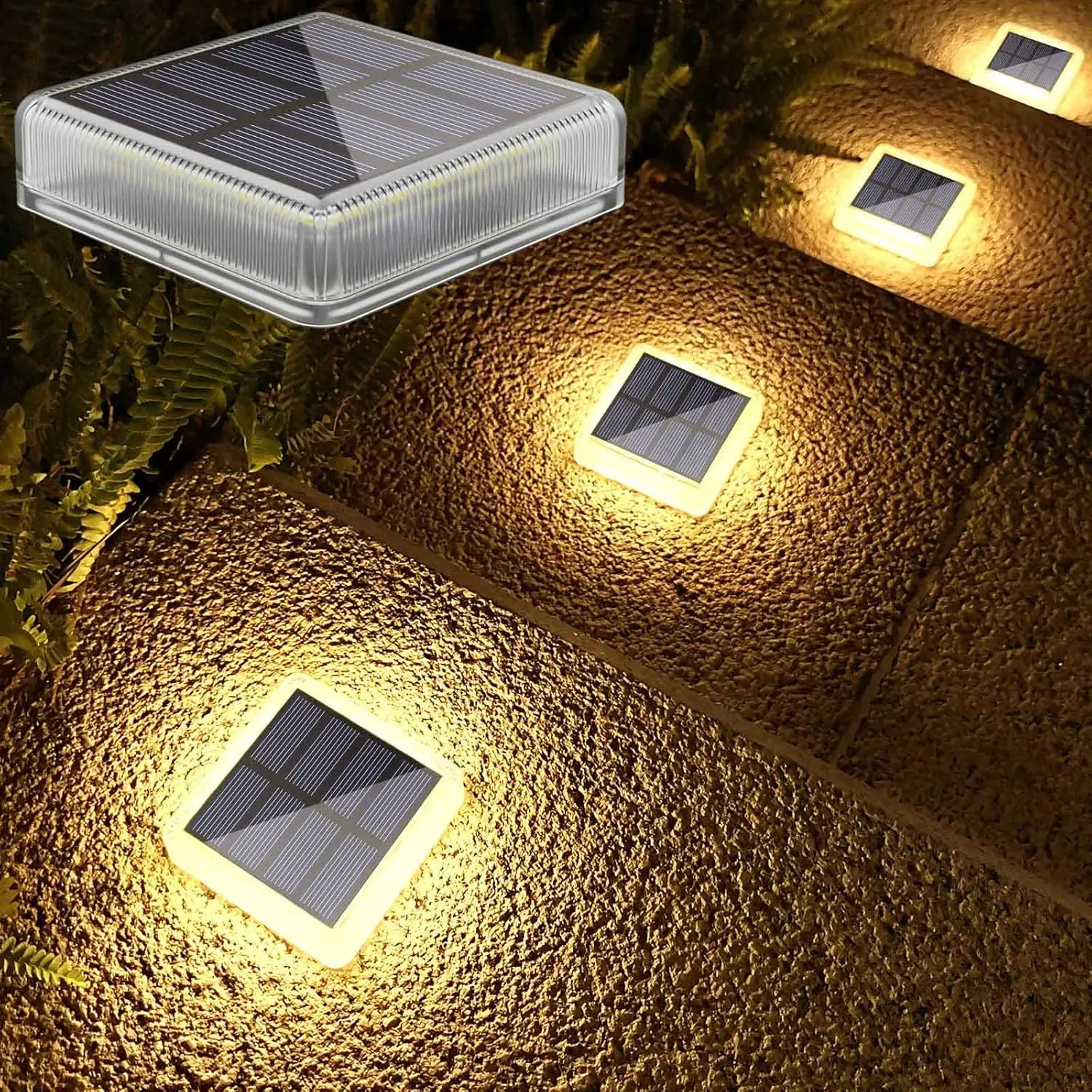 4-Pack Solar Deck Lights Outdoor Waterproof LED, Garden Step Lights Solar Powered Driveway Dock Lights Marine, Dusk to Dawn