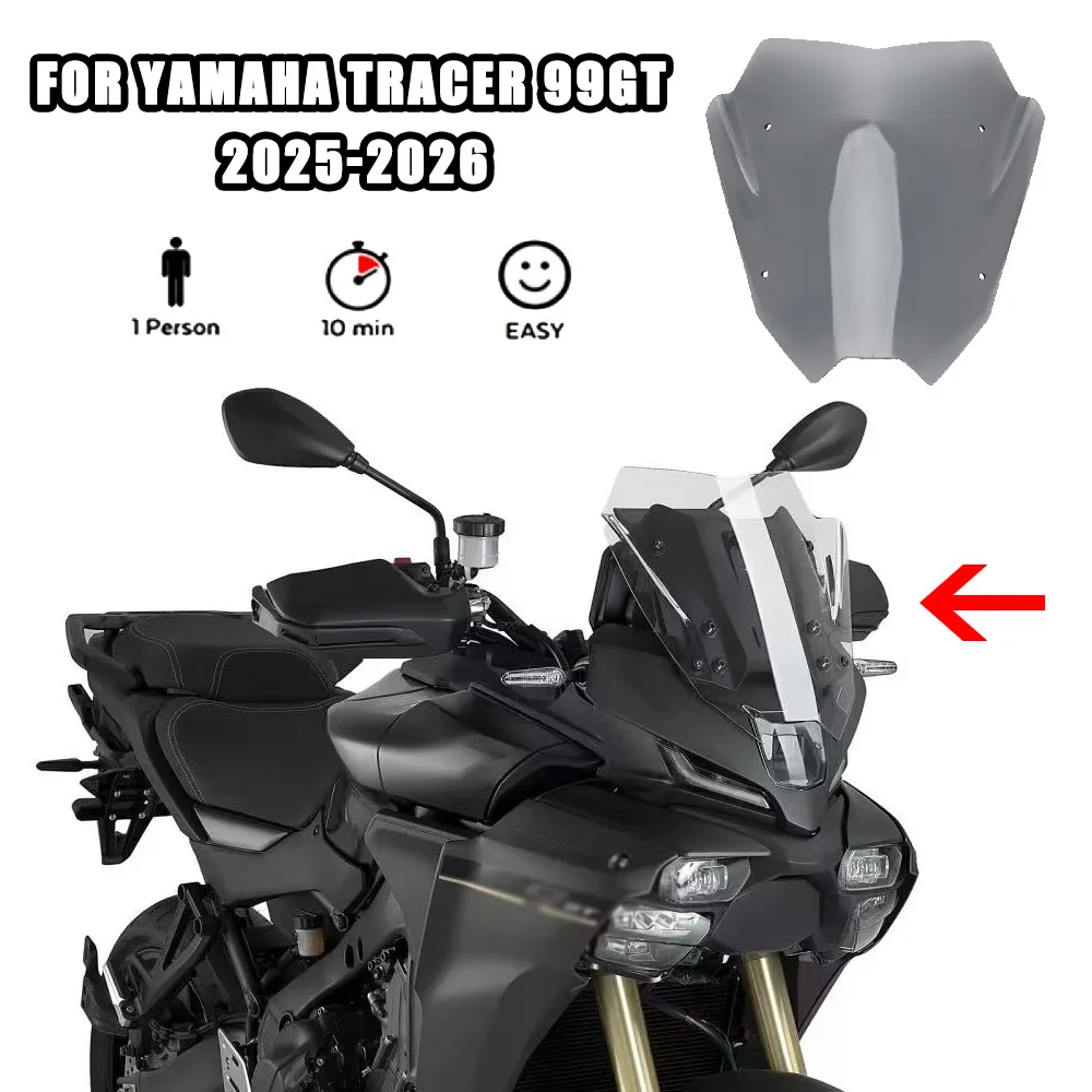 New Motorcycle Short Sport Windshield For YAMAHA Tracer 9 GT GT+ Y-AMT 2025 2026 Windscreen Visor Wind Deflector Accessories