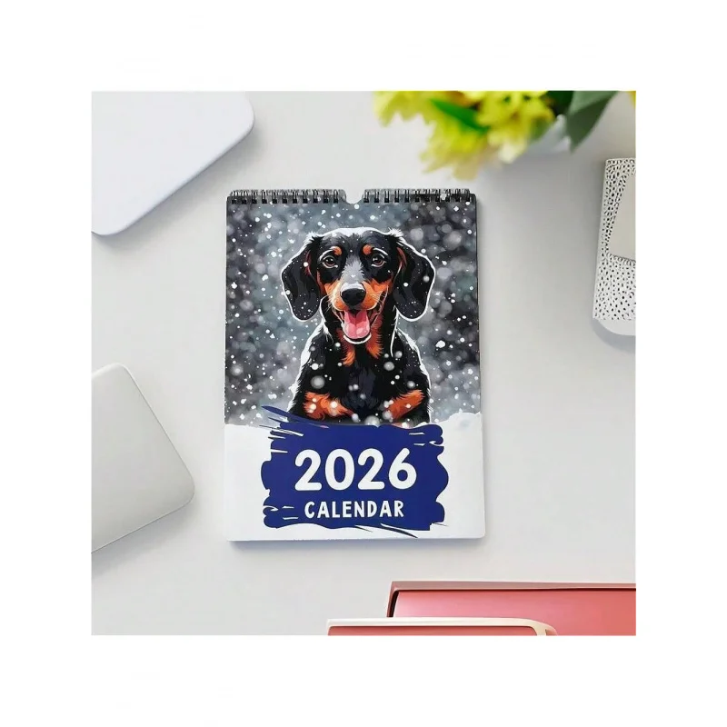 

2026Dachshund Calendar - Cute Dachshund Puppy Monthly Wall and Desktop Planner