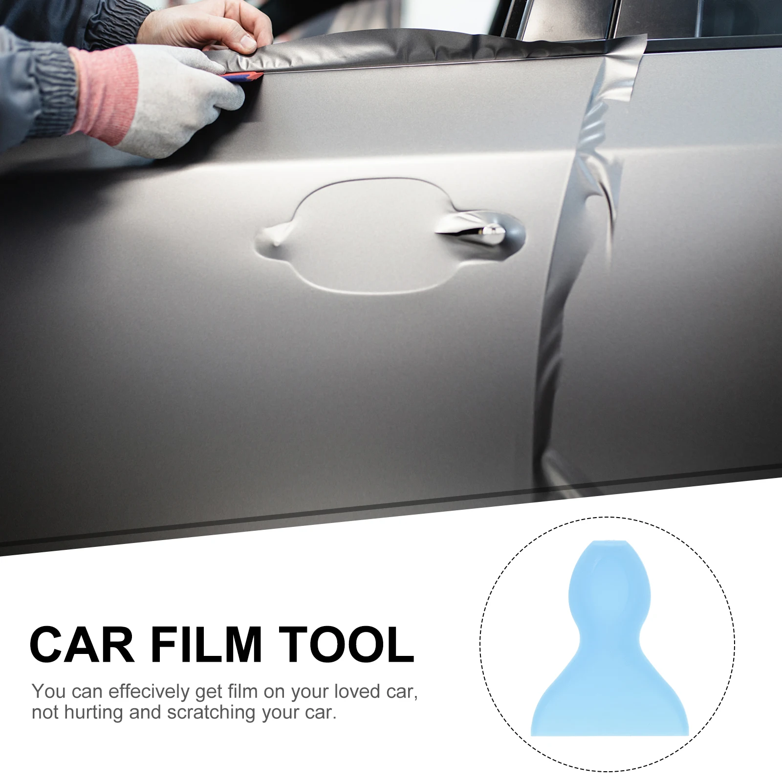 

4Pcs Car Film Tool Glass Window Squeegee Soft Scraper Fish Tail Edge Insert Effortless Handle