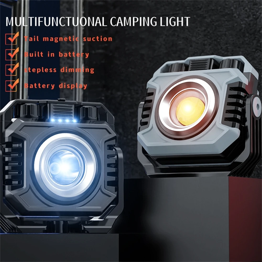 KXK-786 COB LED Flashlight Outdoor Camping Light 1500LM ABS+TPR Torch Waterproof Type-C Charging Work Lantern