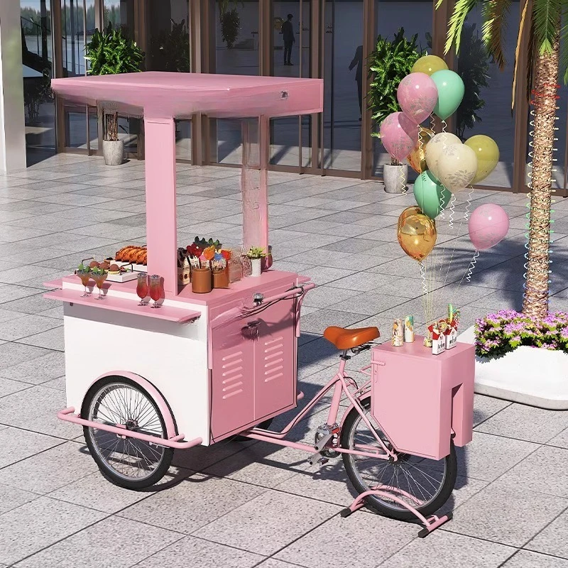 

Outdoor stall creativity rides donkey tricycles in reverse market stalls and car market displays snacks and coffee floats