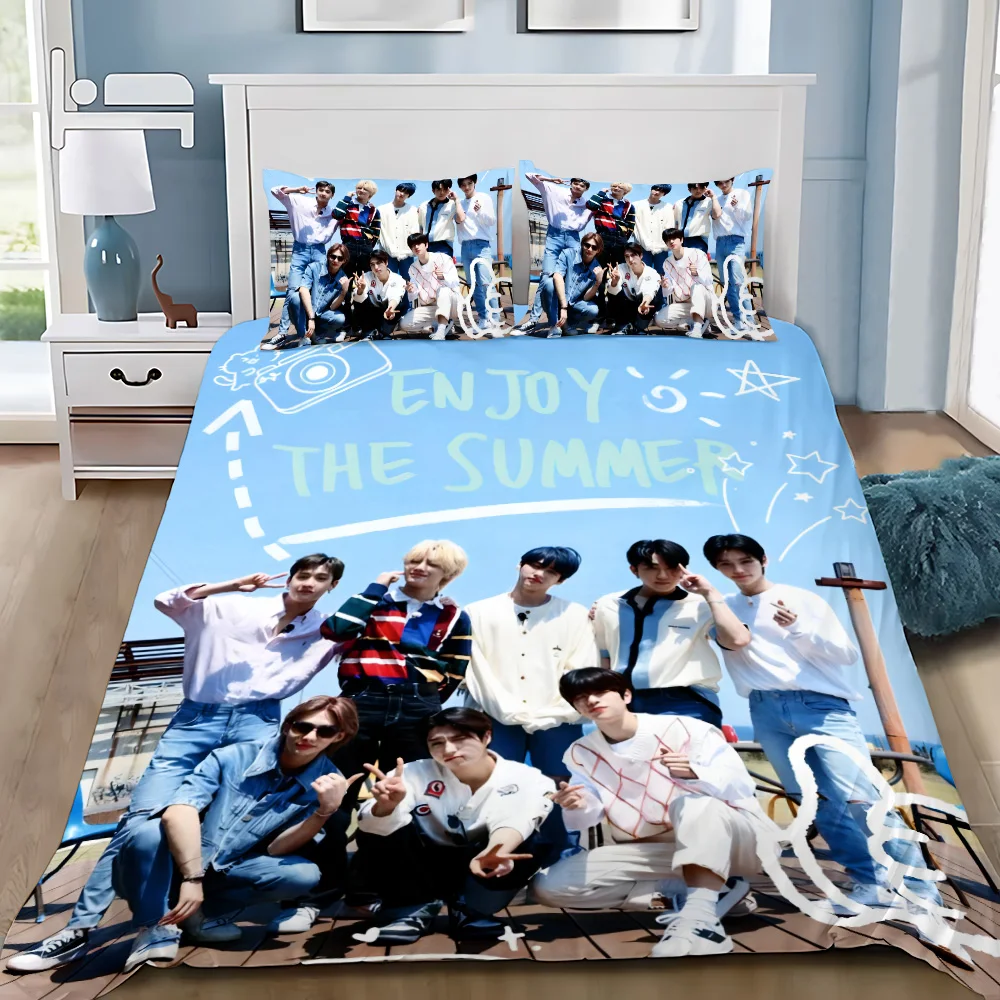 Selimut penutup sarung bantal Set tempat tidur k-kpop dewasa anak laki-laki perempuan kamar tidur dekorasi anak-anak hadiah Stray KidsS tunggal ukuran besar ganda