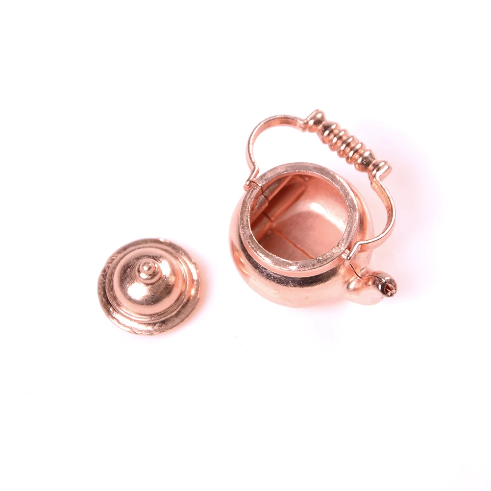 1 PC 1/12 ドールハウスミニチュア銅合金ティーケトル/ティーポットモデルミニシミュレーションキッチン装飾おもちゃアクセサリー