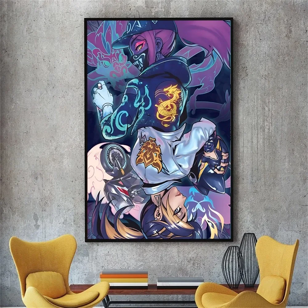 Leagues Of Legend KDA Akali Poster No Framed Poster Kraft Club Bar Paper Vintage Poster Wall Art Painting Bedroom Study Stickers