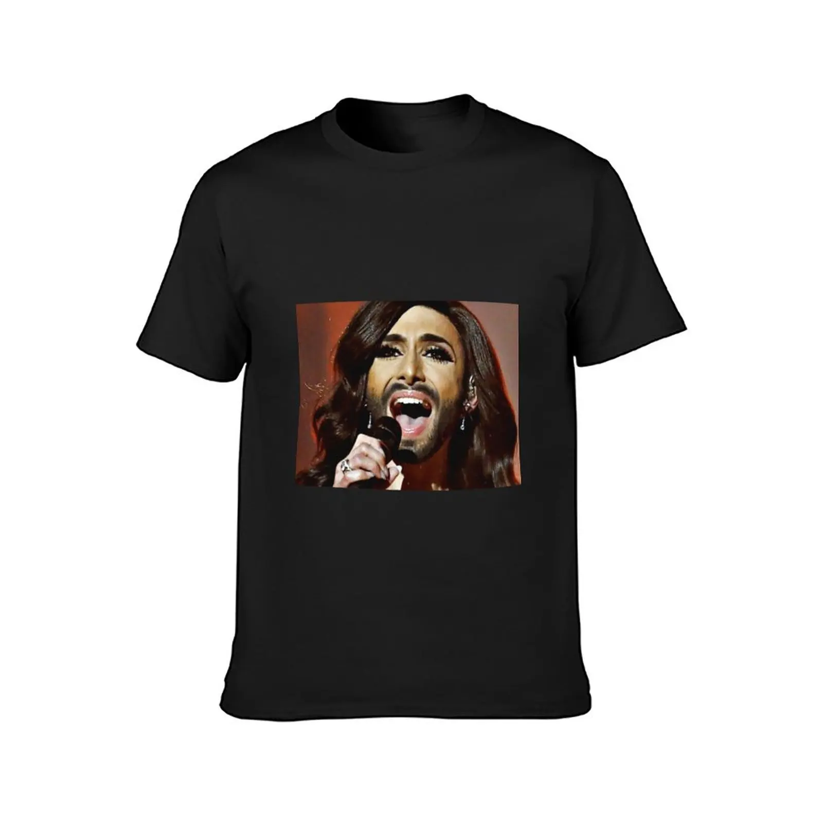 Bearded Lady (Conchita Wurst) Novelty Face T-Shirt oversized korean fashion funnys workout shirts for men