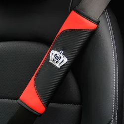 A PU leather diamond-encrusted crown carbon fiber car carbon fiber seat belt shoulder protector car upholstery