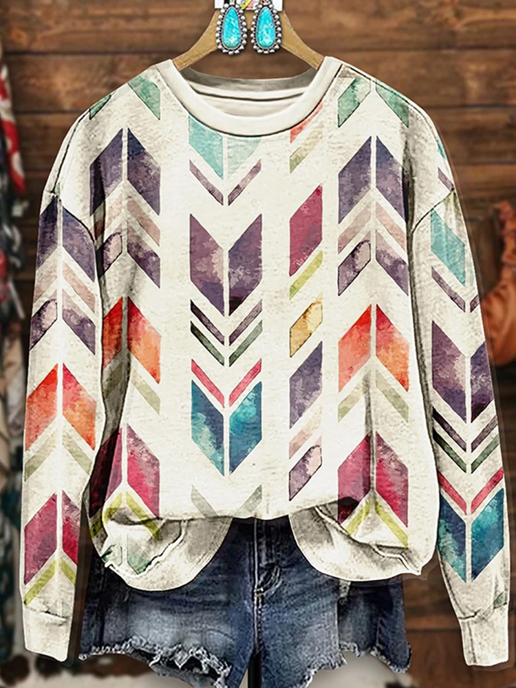 Vintage Western Arrow Print Sweatshirt