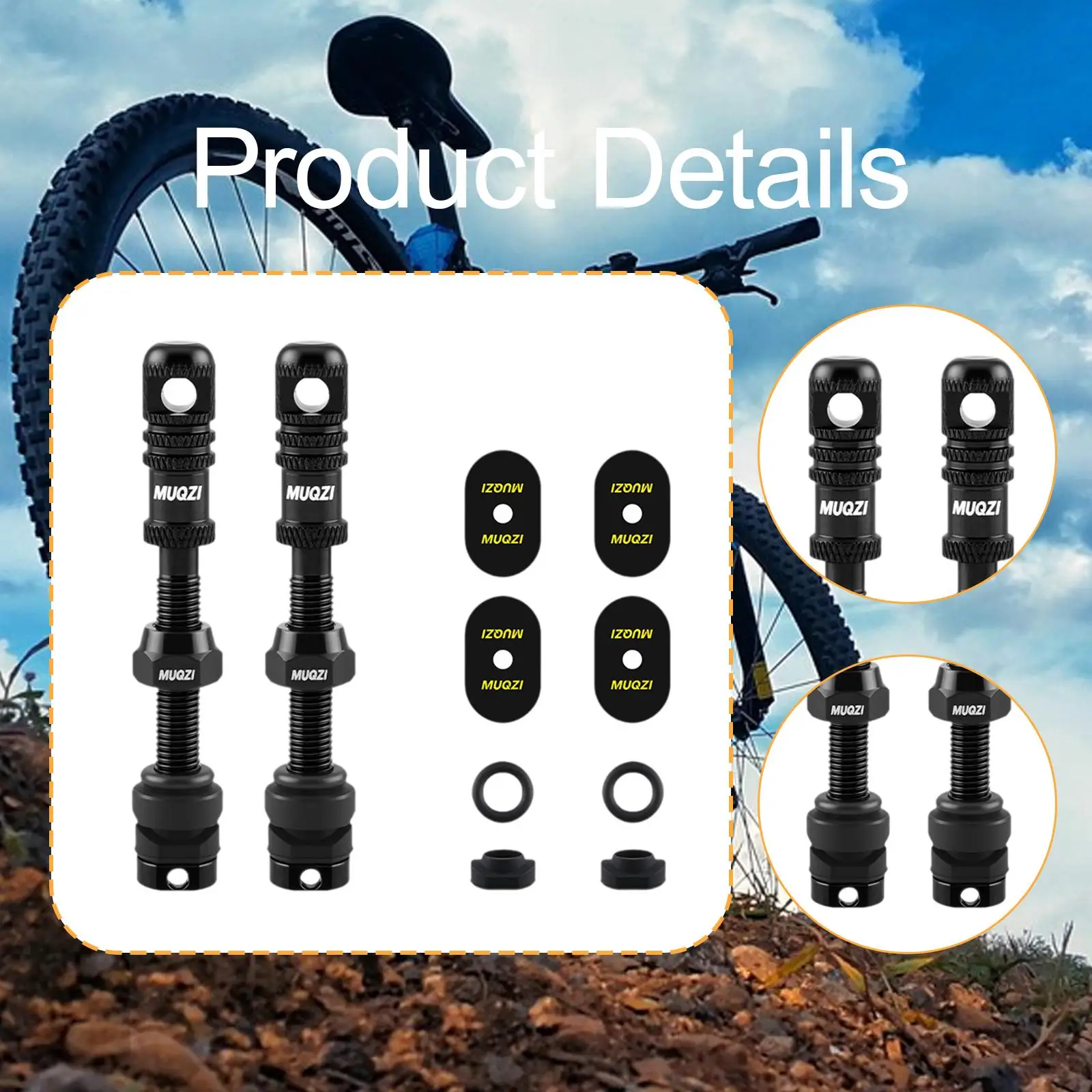 

Bicycle Tubeless Valve Stem Kit Aluminum Presta Valve Wrench for Bike Tire Sealant and Tube Repair