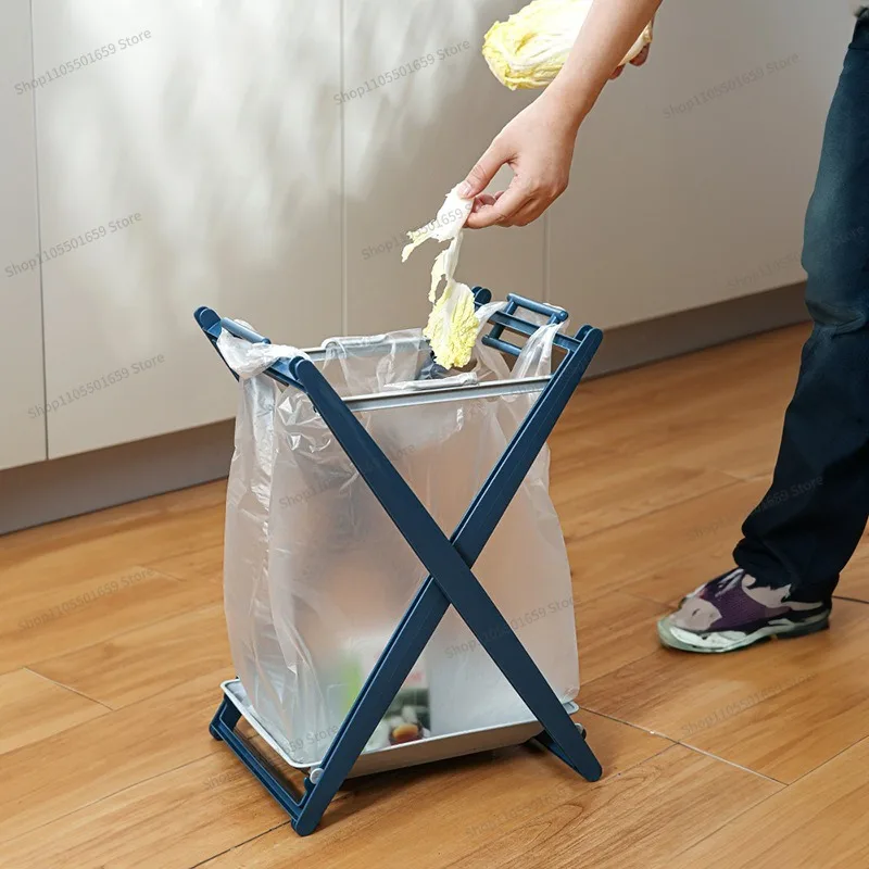 For Folding Garbage Rack Kitchen with Tray Trash Can, Camping Garbage Bag, Outdoor Plastic Bag Support Rack
