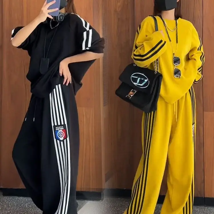 

Fashionable Casual Sportswear Set for Women Thickened Fleece Loose Style Long Sleeve round Neck Two-Piece Suit Autumn Winter