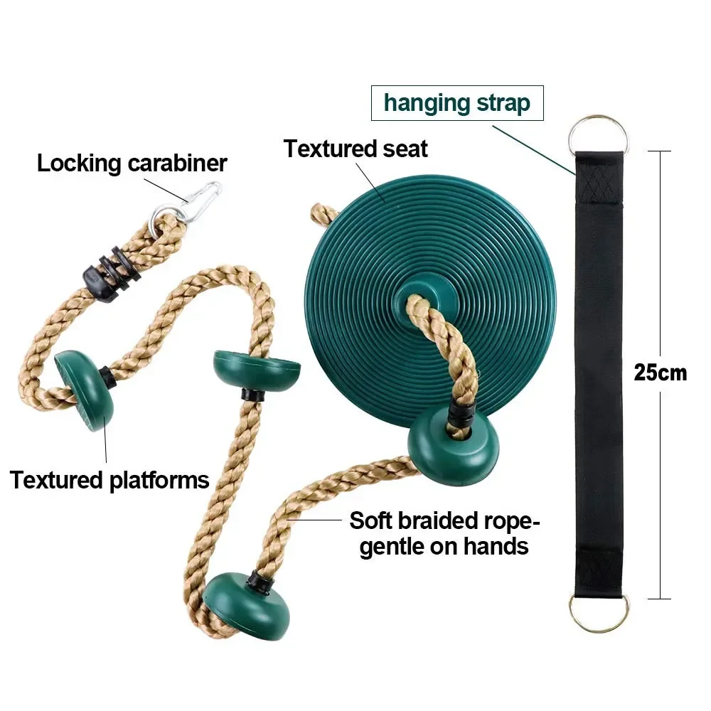 Corde d'escalade de Fitness pour enfants, avec plates-formes et siège de balançoire à disque, ensemble de balançoire d'extérieur, jouet de jardin, accessoires de aire de jeux