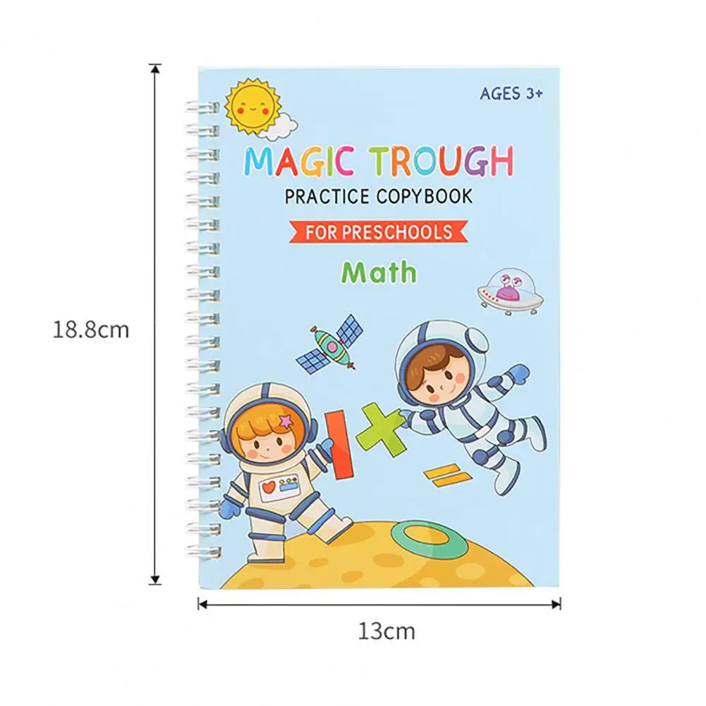 1 Set Calligraphy Practice Copybook Reusable Kids Hand Writing Practice Book Grooved Disappearing Ink Alphabet Math Preschool
