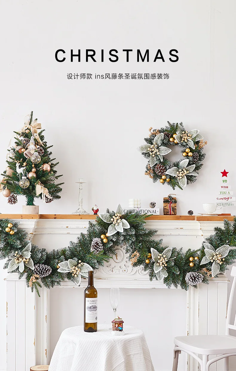 منتج جديد محاكاة عيد الميلاد الروطان زهرة مشهد حفلة الديكور الروطان الفاكهة الحمراء الأمريكية