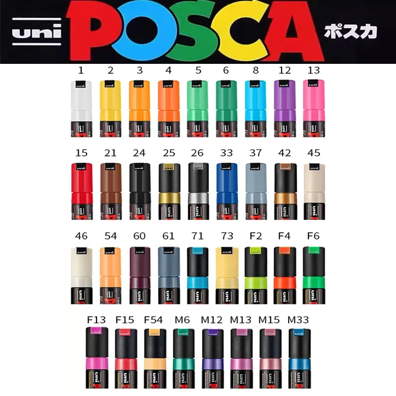 Posca Paint Markers 35 Colors 8K,PC-8K Broad Posca Markers with Broad Chisel Tips, Set of Acrylic Paint Pens for Art Supplies