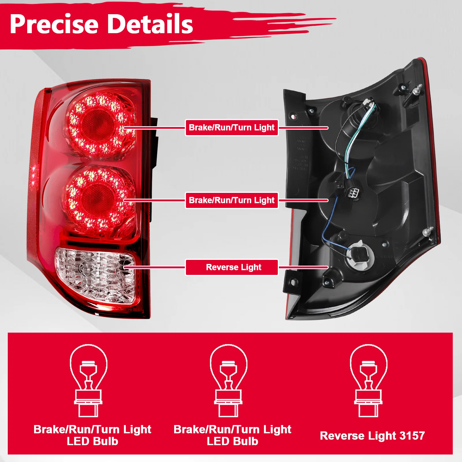 Car LED Rear Tail Light For Dodge Grand Caravan 2011-2019 Turn Signal Light Stop Brake Lamp Daytime Running CH2800199 5182535AD