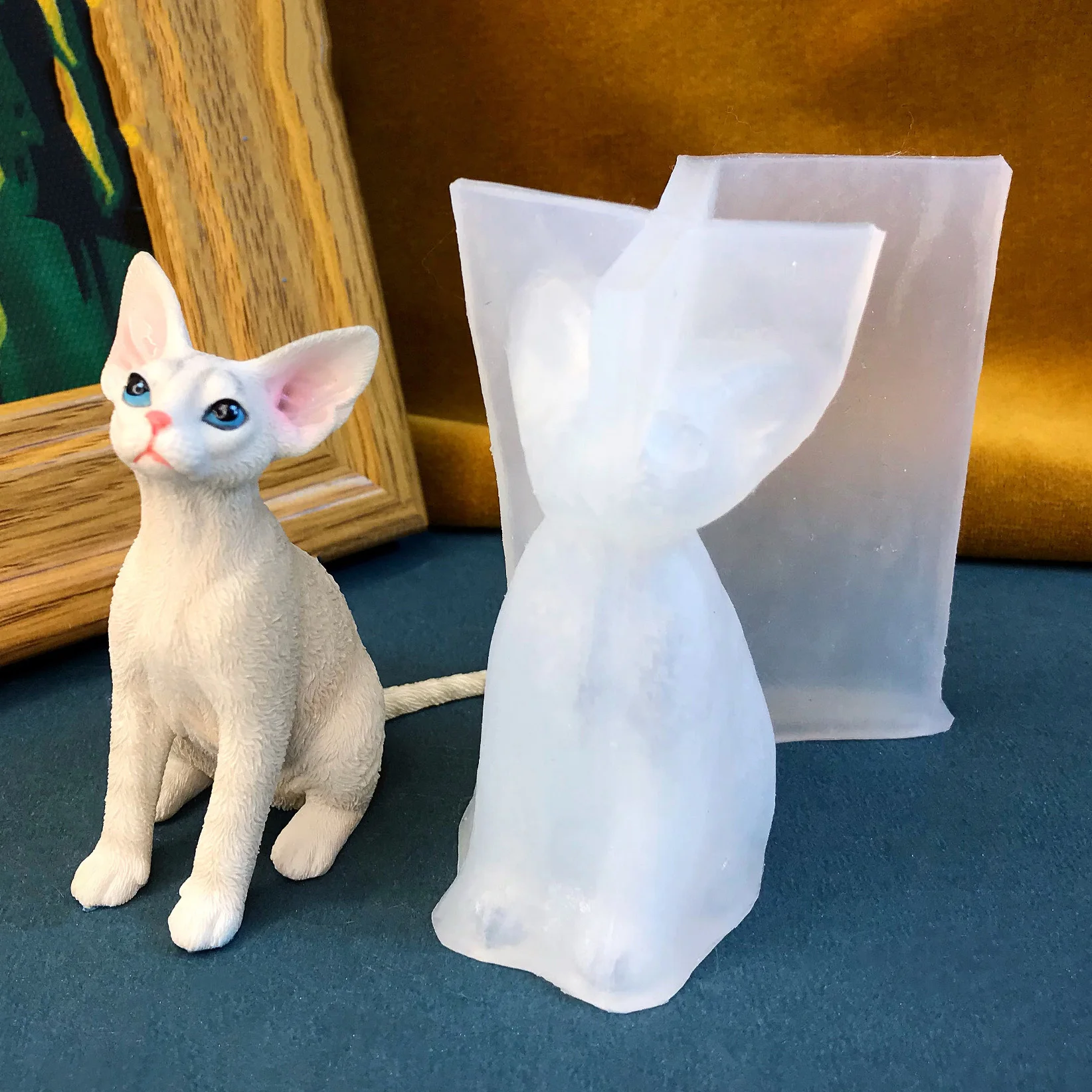 Devon Rex Epoxy Resin Molds Silicone Resin Cat Molds 3D Kitty Home Desktop Ornament Mold Car Aroma Pendant Silicone Molds Mold